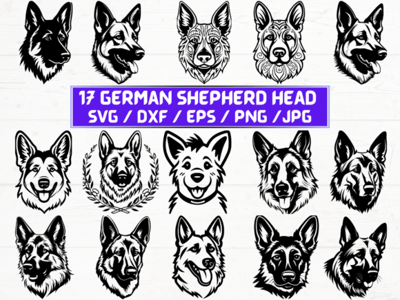 German Shepherd Head SVG Files for Creative Use