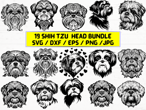 Shih Tzu Head SVG. DXF. EPS. JPG. PNG: A Versatile Digital Asset for Designers and Creators